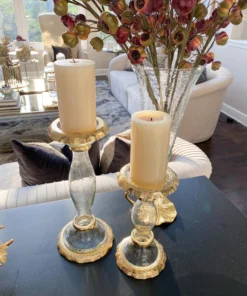 Inspire Me! Home Decor Glass Candle Holders With Gold Ruffle Detail (2 Sizes) 15 Inspire Me! Home Decor Glass Candle Holders With Gold Ruffle Detail (2 Sizes)
