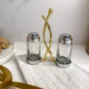 Inspire Me! Home Decor Glass Salt & Pepper Shakers W/ Gold Metal Branch Holder