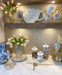 Inspire Me! Home Decor Gold Or Silver Metal Floral Glass Canisters With Marble Lid-With Metal Rim (3 Sizes) (2 Colors) 33 Inspire Me! Home Decor Gold Or Silver Metal Floral Glass Canisters With Marble Lid-With Metal Rim (3 Sizes) (2 Colors)