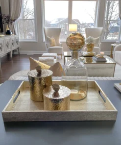 Inspire Me! Home Decor Golden Faux Leather Tray, Set Of 3
