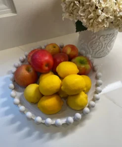 Inspire Me! Home Decor White Ceramic Beaded Tray