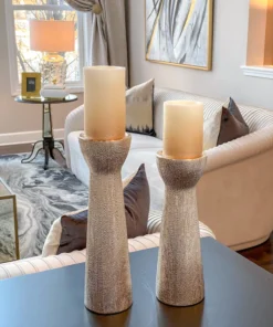 Inspire Me! Home Decor Set Of 2 Ceramic Beaded Candle Holders (2 Colors)