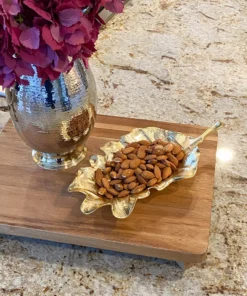 Inspire Me! Home Decor Gold Metal Natural Leaf Dish