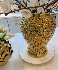 Inspire Me! Home Decor Large Marble Lazy Susan With Gold Edge