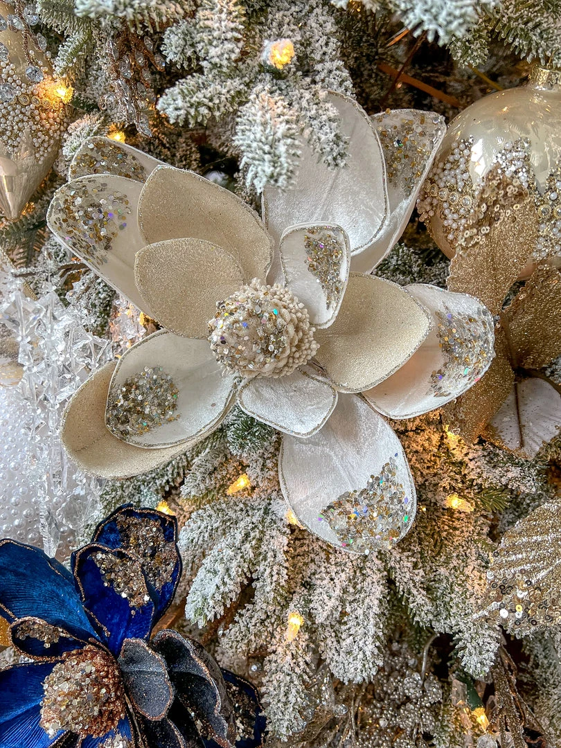 Inspire Me! Home Decor Large Beaded Ivory Magnolia Stem 5 Inspire Me! Home Decor Large Beaded Ivory Magnolia Stem