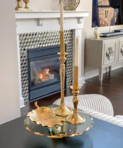 Inspire Me! Home Decor Stacked Glass Cake Stand With Textured Gold Rim (2 Sizes ) 26 Inspire Me! Home Decor Stacked Glass Cake Stand With Textured Gold Rim (2 Sizes )