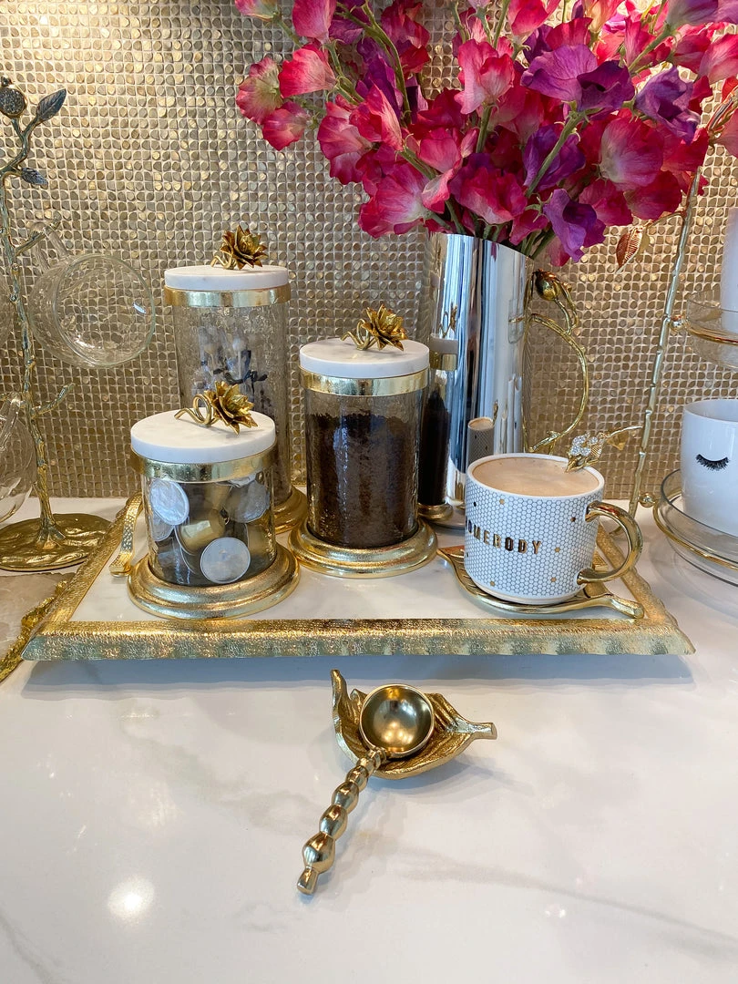 Inspire Me! Home Decor Gold Or Silver Canisters With Floral Lotus Lid (2 Colors) 13 Inspire Me! Home Decor Gold Or Silver Canisters With Floral Lotus Lid (2 Colors)