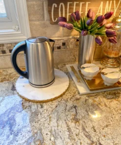 Inspire Me! Home Decor Round Marble Tray With Gold Edge