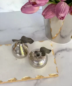 Inspire Me! Home Decor Silver Apple And Pear Salt & Pepper Shakers