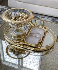 Inspire Me! Home Decor Large Gold Hammered Rim Textured Glass Bowl