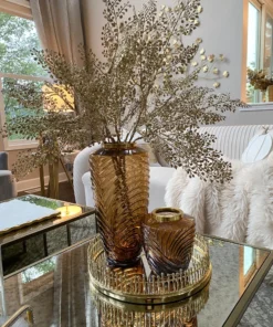 Inspire Me! Home Decor Amber Textured Vase With Gold Rim (2 Sizes) 11 Inspire Me! Home Decor Amber Textured Vase With Gold Rim (2 Sizes)