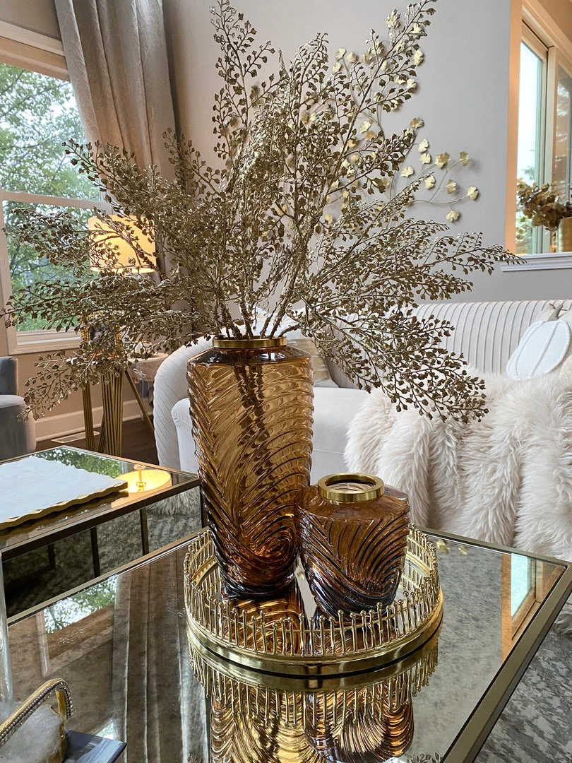 Inspire Me! Home Decor Amber Textured Vase With Gold Rim (2 Sizes) 7 Inspire Me! Home Decor Amber Textured Vase With Gold Rim (2 Sizes)