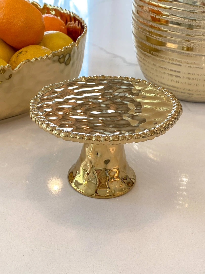 Inspire Me! Home Decor Gold Beaded Mini Cupcake Stand 4 Inspire Me! Home Decor Gold Beaded Mini Cupcake Stand