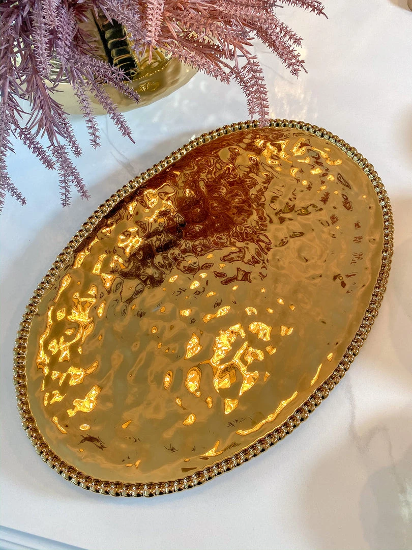 Inspire Me! Home Decor Gold Oval Beaded Platter 4 Inspire Me! Home Decor Gold Oval Beaded Platter