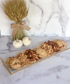 Inspire Me! Home Decor Glass And Gold Rectangle Tray With Handles