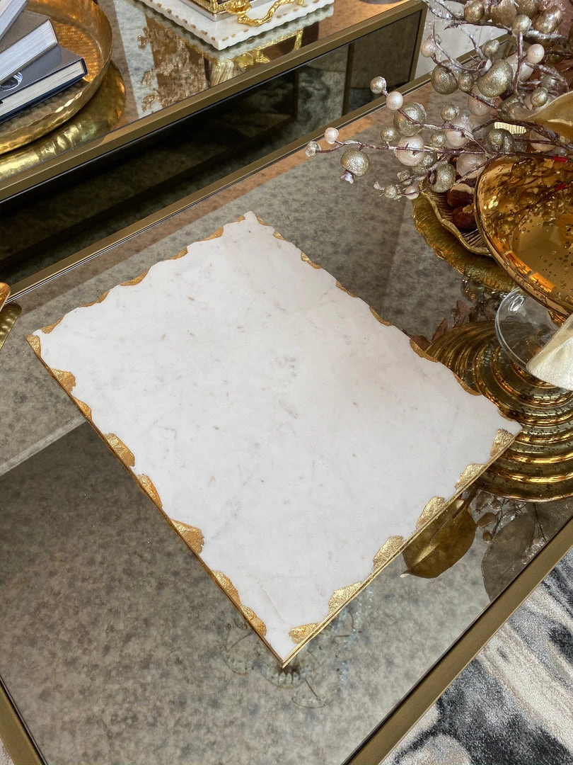 Inspire Me! Home Decor Marble Tray With Metallic Edge (2 Colors) 4 Inspire Me! Home Decor Marble Tray With Metallic Edge (2 Colors)