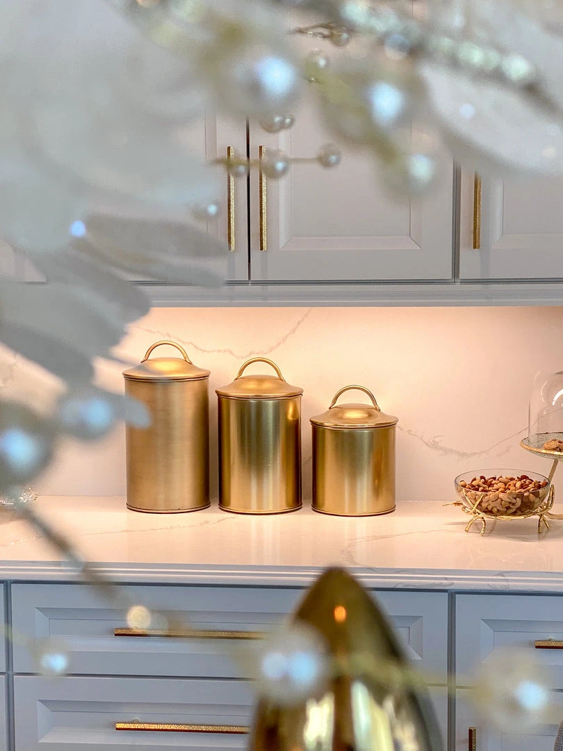 Inspire Me! Home Decor Gold Metal Canisters (Set Of 3) 3 Inspire Me! Home Decor Gold Metal Canisters (Set Of 3)