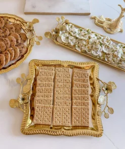 Inspire Me! Home Decor Square Gold Floral Tray With White Enamel Interior 10 Inspire Me! Home Decor Square Gold Floral Tray With White Enamel Interior