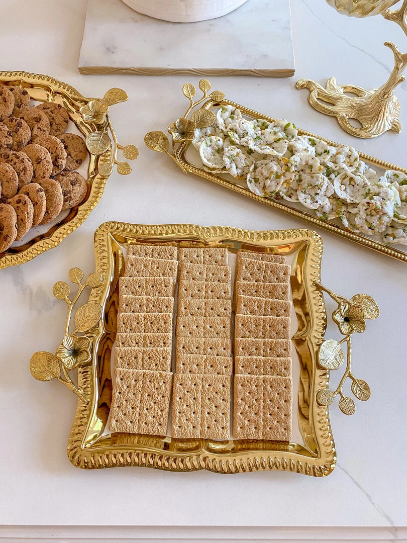 Inspire Me! Home Decor Square Gold Floral Tray With White Enamel Interior 5 Inspire Me! Home Decor Square Gold Floral Tray With White Enamel Interior