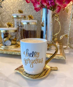 Inspire Me! Home Decor "Hello Gorgeous" Mug W/ Gold Handle