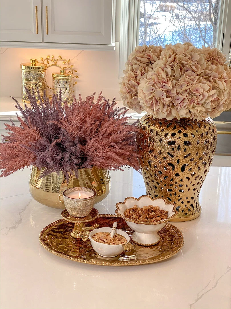 Inspire Me! Home Decor Gold Oval Beaded Platter 6 Inspire Me! Home Decor Gold Oval Beaded Platter