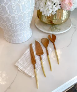 Inspire Me! Home Decor Wood Servers W/ Gold Metal Handle