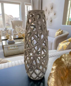 Inspire Me! Home Decor Champagne Ceramic Cut-Out Vase 12 Inspire Me! Home Decor Champagne Ceramic Cut-Out Vase