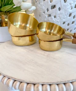 Inspire Me! Home Decor Gold Measuring Cups W/ Wood Handle