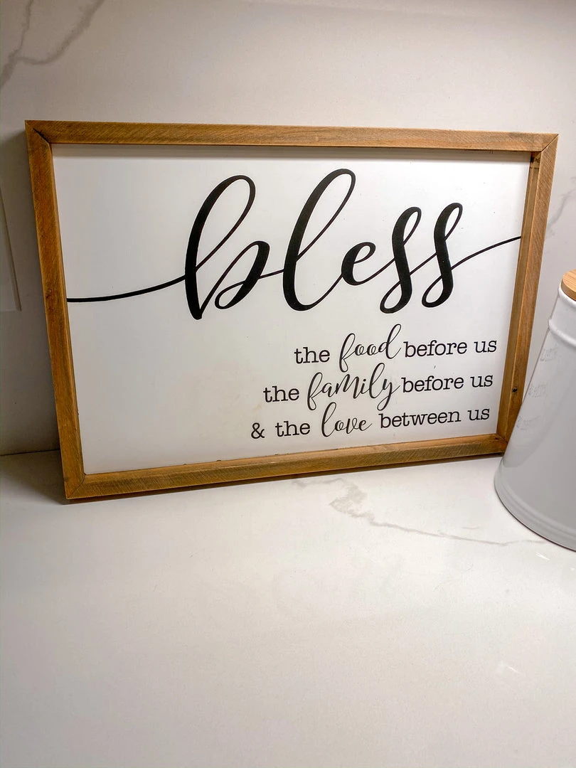 Inspire Me! Home Decor Bless The Food Wooden Sign WALL ART & MIRRORS 3 Inspire Me! Home Decor Bless The Food Wooden Sign WALL ART & MIRRORS