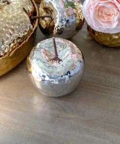 Inspire Me! Home Decor Shiny Hammered Silver Ceramic Apple
