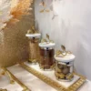 Inspire Me! Home Decor Marble And Gold Metal Leaf Branch Canisters- With Metal Rim (3 Sizes) 1 Inspire Me! Home Decor Marble And Gold Metal Leaf Branch Canisters- With Metal Rim (3 Sizes)