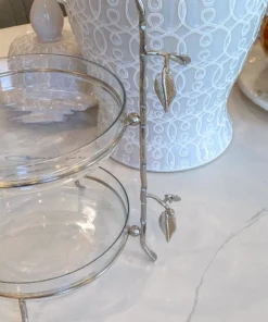 Inspire Me! Home Decor Two-Tiered Silver Leaf Serving Display
