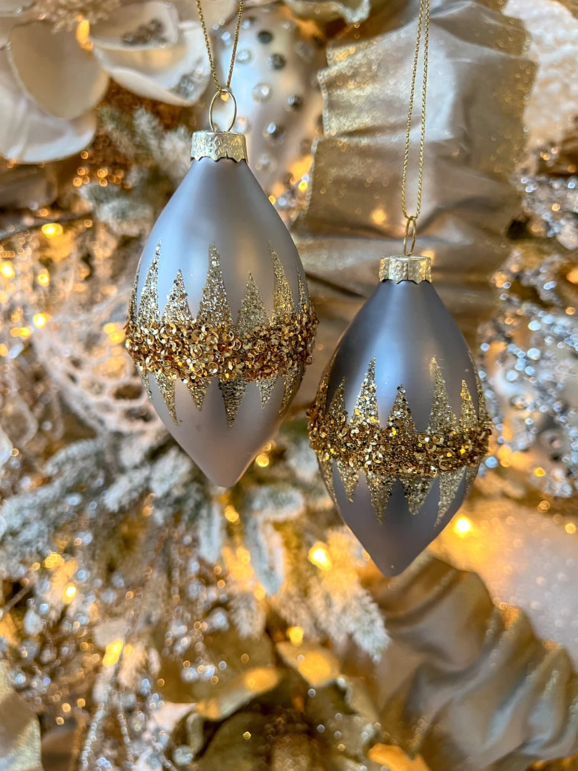 Inspire Me! Home Decor Gold Double Point Glittered Beaded Ornaments (2 Colors) 3 Inspire Me! Home Decor Gold Double Point Glittered Beaded Ornaments (2 Colors)