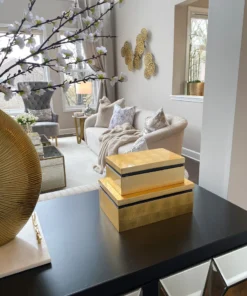 Inspire Me! Home Decor Gold Leaf Lacquer Decorative Box (2 Sizes)