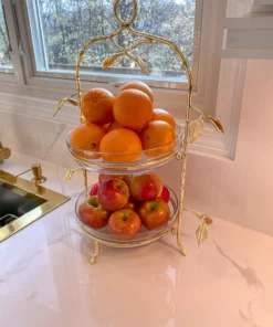 Inspire Me! Home Decor Two-Tiered Gold Leaf Serving Display