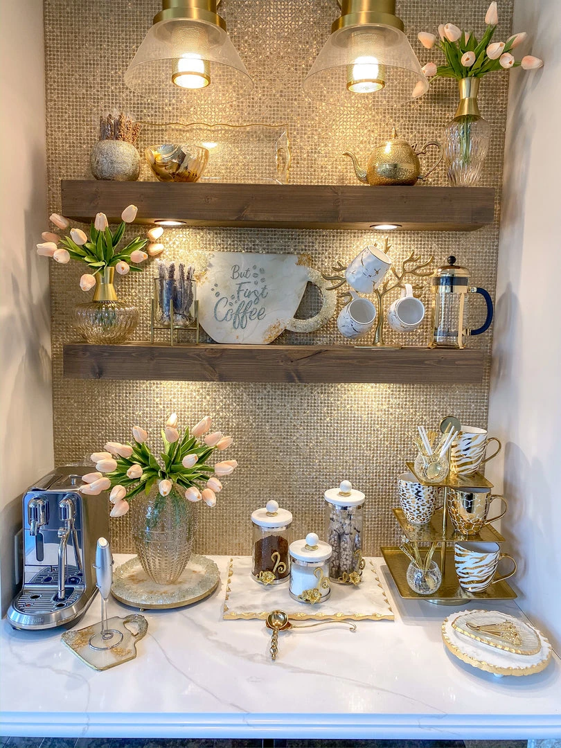 Inspire Me! Home Decor Gold Or Silver Metal Floral Glass Canisters With Marble Lid-With Metal Rim (3 Sizes) (2 Colors) 18 Inspire Me! Home Decor Gold Or Silver Metal Floral Glass Canisters With Marble Lid-With Metal Rim (3 Sizes) (2 Colors)