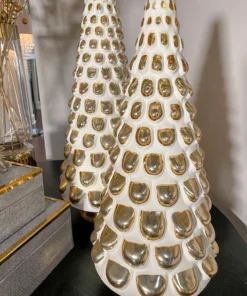 Inspire Me! Home Decor Ceramic Gold And White Pine Tree (2 Sizes)