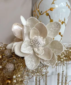 Inspire Me! Home Decor Floral Stems Large White Beaded Magnolia Stem 10 Inspire Me! Home Decor Floral Stems Large White Beaded Magnolia Stem