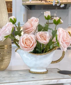 Inspire Me! Home Decor Gold And White Beaded Gravy Boat