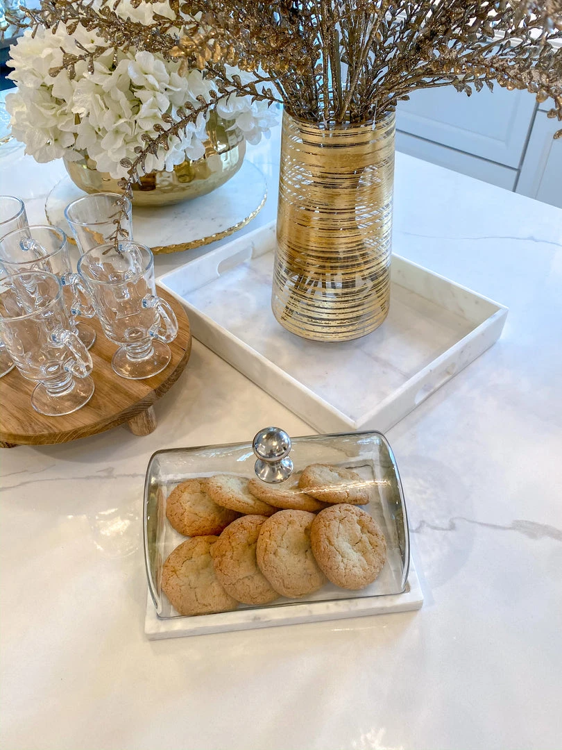 Inspire Me! Home Decor Marble Cake Platter With Metallic Handled Glass Dome (2 Colored Handles) 5 Inspire Me! Home Decor Marble Cake Platter With Metallic Handled Glass Dome (2 Colored Handles)