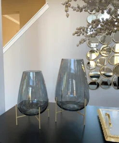 Inspire Me! Home Decor Smoke Grey Glass Planter On Gold Stand (2 Sizes) 9 Inspire Me! Home Decor Smoke Grey Glass Planter On Gold Stand (2 Sizes)