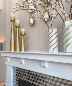 Inspire Me! Home Decor X-Tall Gold Textured Candle Holders (3 Sizes)