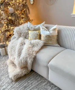 Inspire Me! Home Decor Metallic Gold With White Snowflake Design Pillow