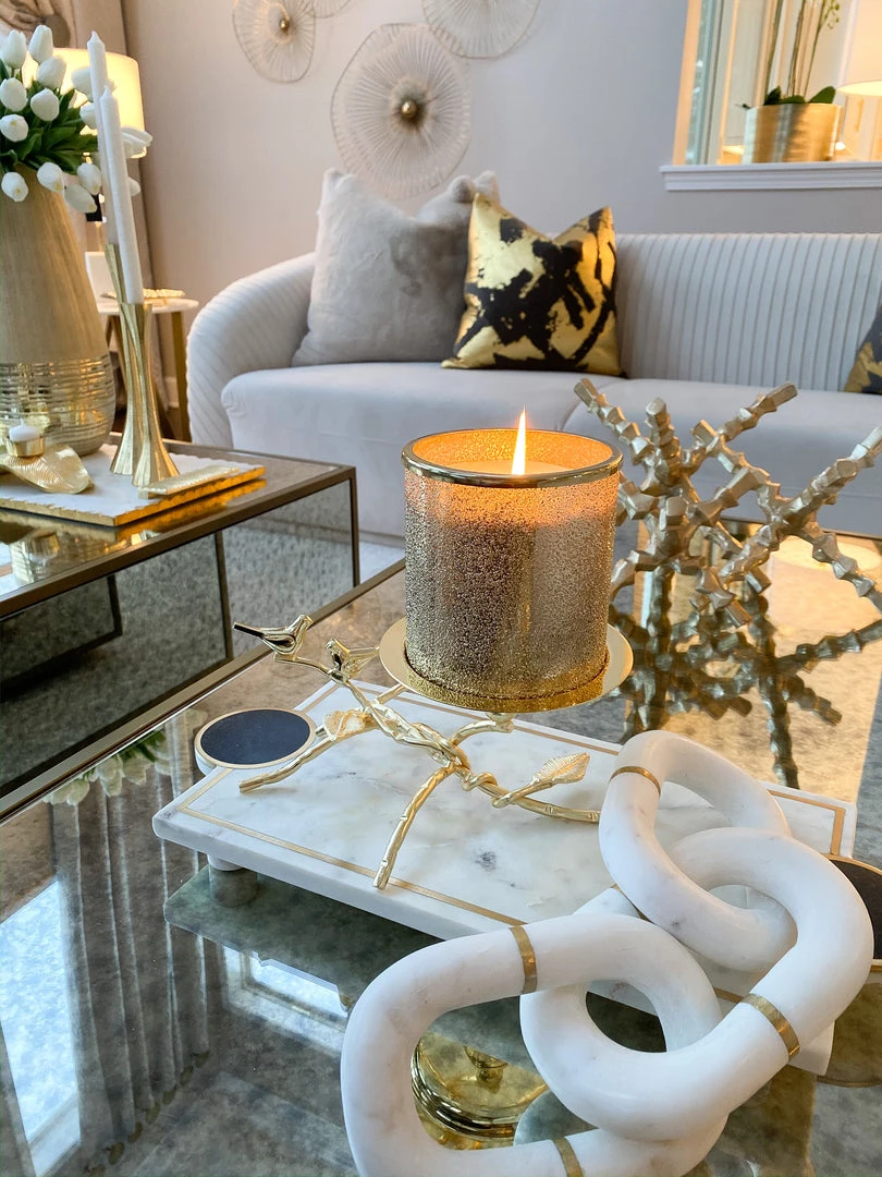 Inspire Me! Home Decor Gold Candle Holder With Leaf Branch Design 3 Inspire Me! Home Decor Gold Candle Holder With Leaf Branch Design