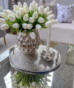 Inspire Me! Home Decor Silver Lotus Flower Candle Holder