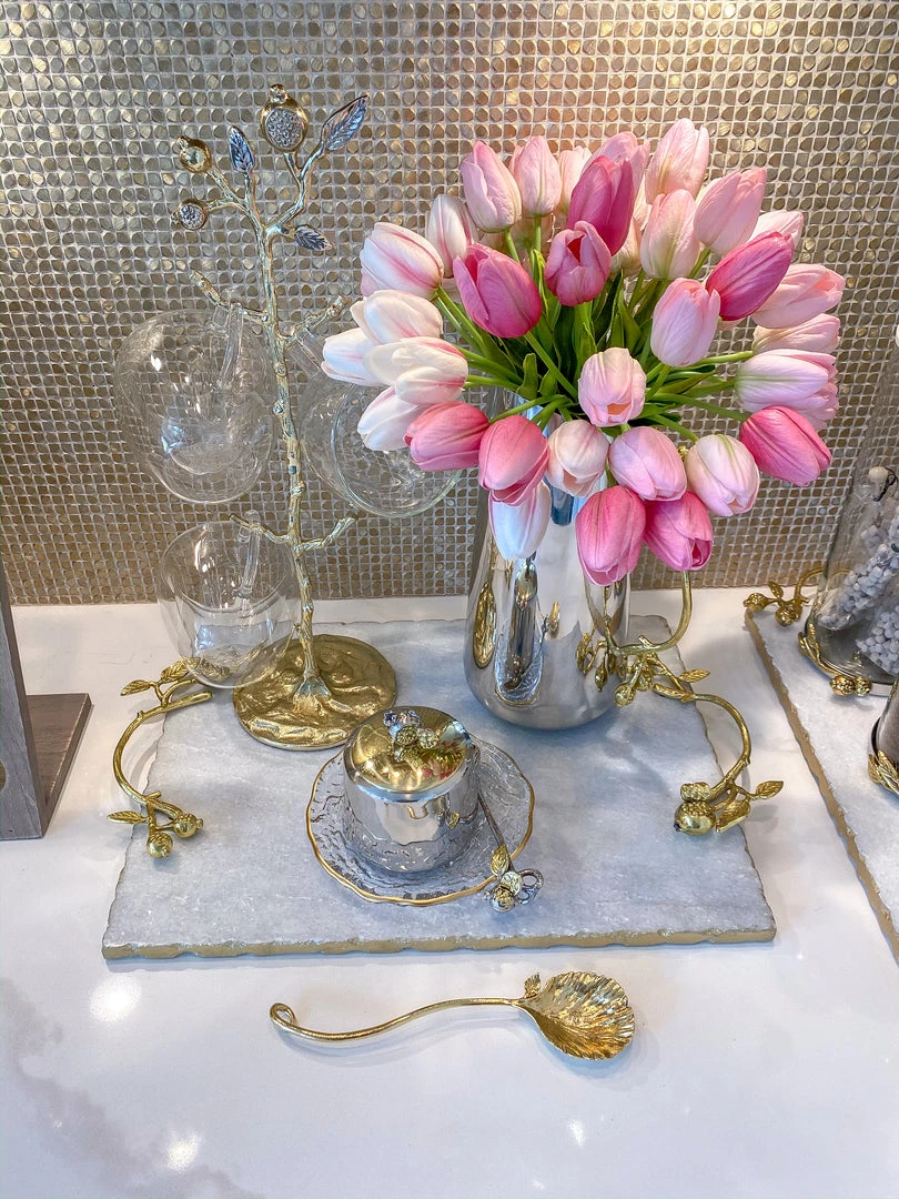 Inspire Me! Home Decor Large Marble Tray With Gold Pomegranate Handles 3 Inspire Me! Home Decor Large Marble Tray With Gold Pomegranate Handles