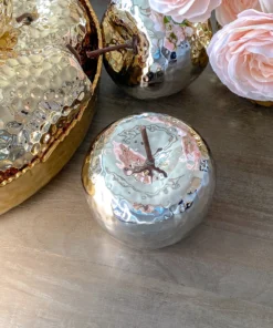 Inspire Me! Home Decor Shiny Hammered Silver Ceramic Apple