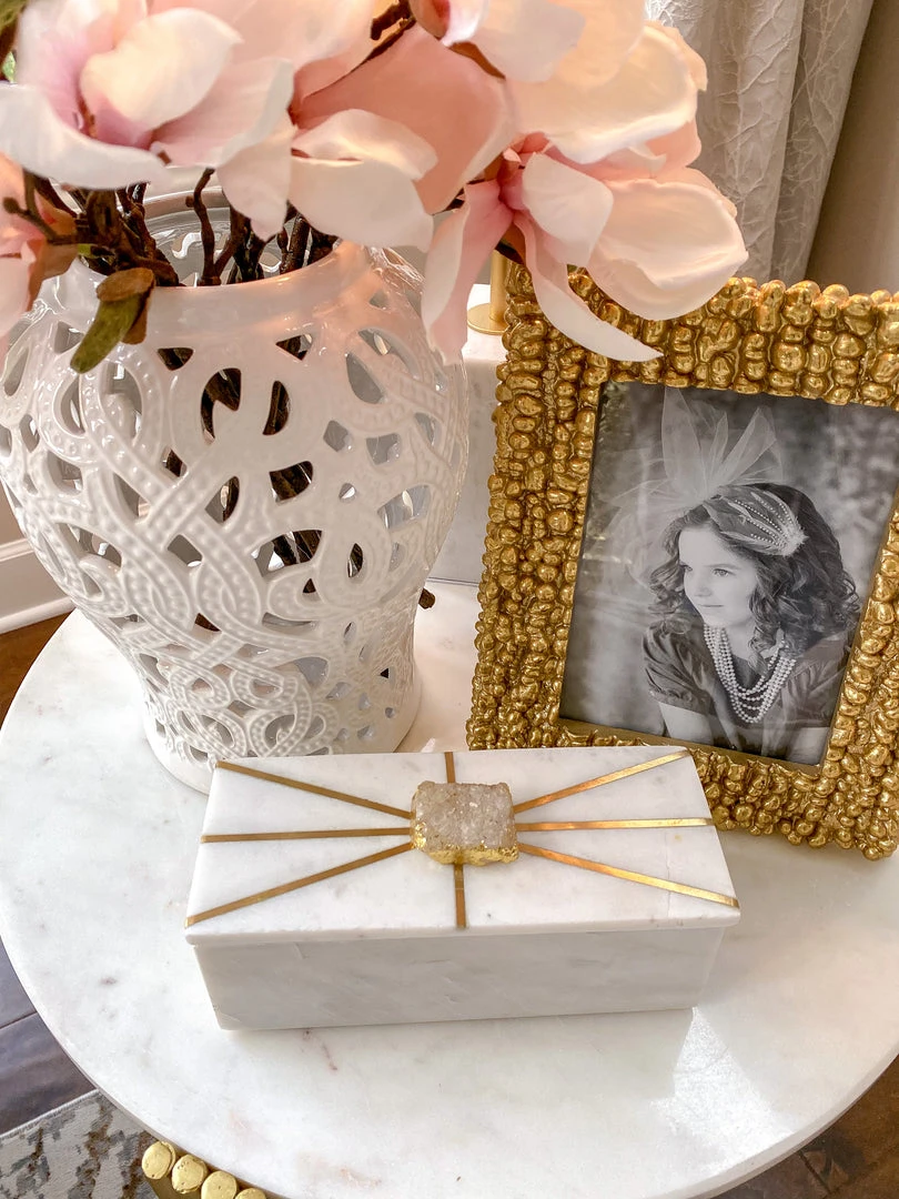 Inspire Me! Home Decor Marble Decorative Box With Gold Agate Handle 6 Inspire Me! Home Decor Marble Decorative Box With Gold Agate Handle