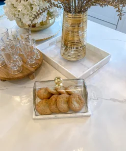 Inspire Me! Home Decor Marble Cake Platter With Metallic Handled Glass Dome (2 Colored Handles) 13 Inspire Me! Home Decor Marble Cake Platter With Metallic Handled Glass Dome (2 Colored Handles)