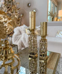 Inspire Me! Home Decor Gold Candle Holder With Dimensional Cut Out Design (2 Sizes) 16 Inspire Me! Home Decor Gold Candle Holder With Dimensional Cut Out Design (2 Sizes)